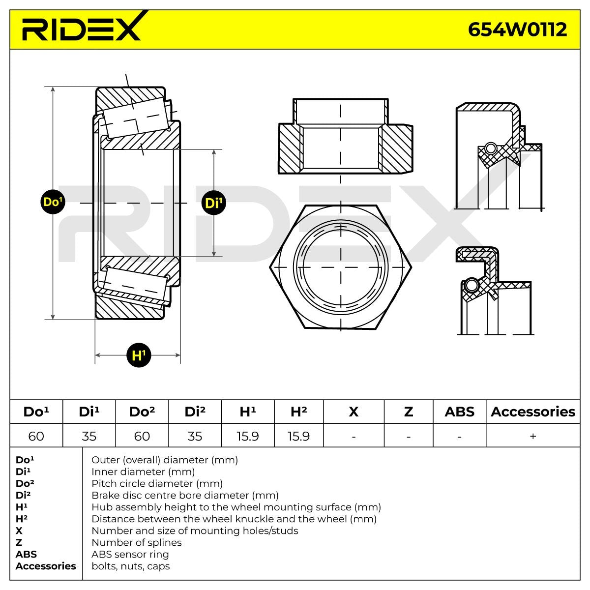 RIDEX 654W0112 Radlagersatz für FORD ESCORT, ORION, FIESTA