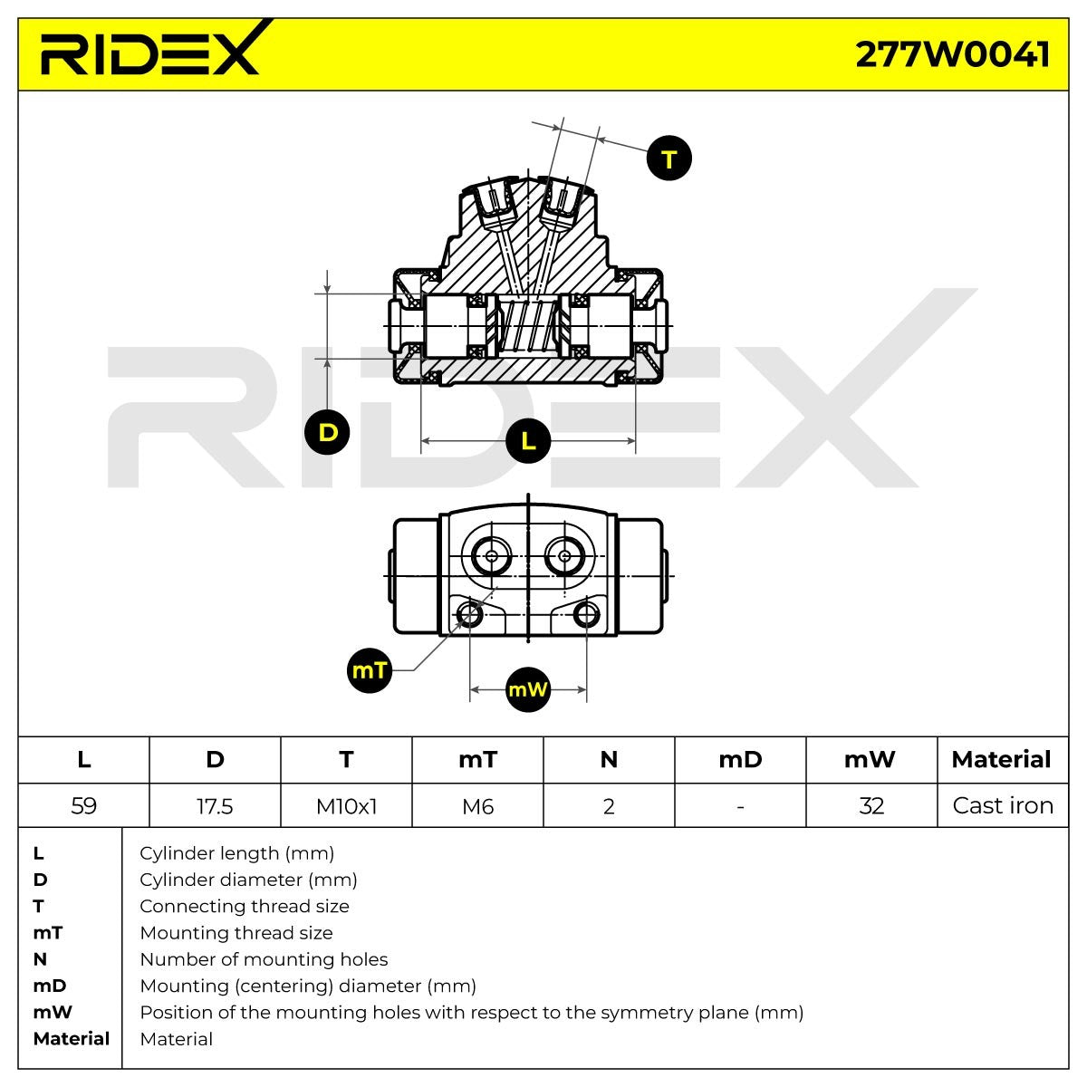 RIDEX 277W0041 Radbremszylinder